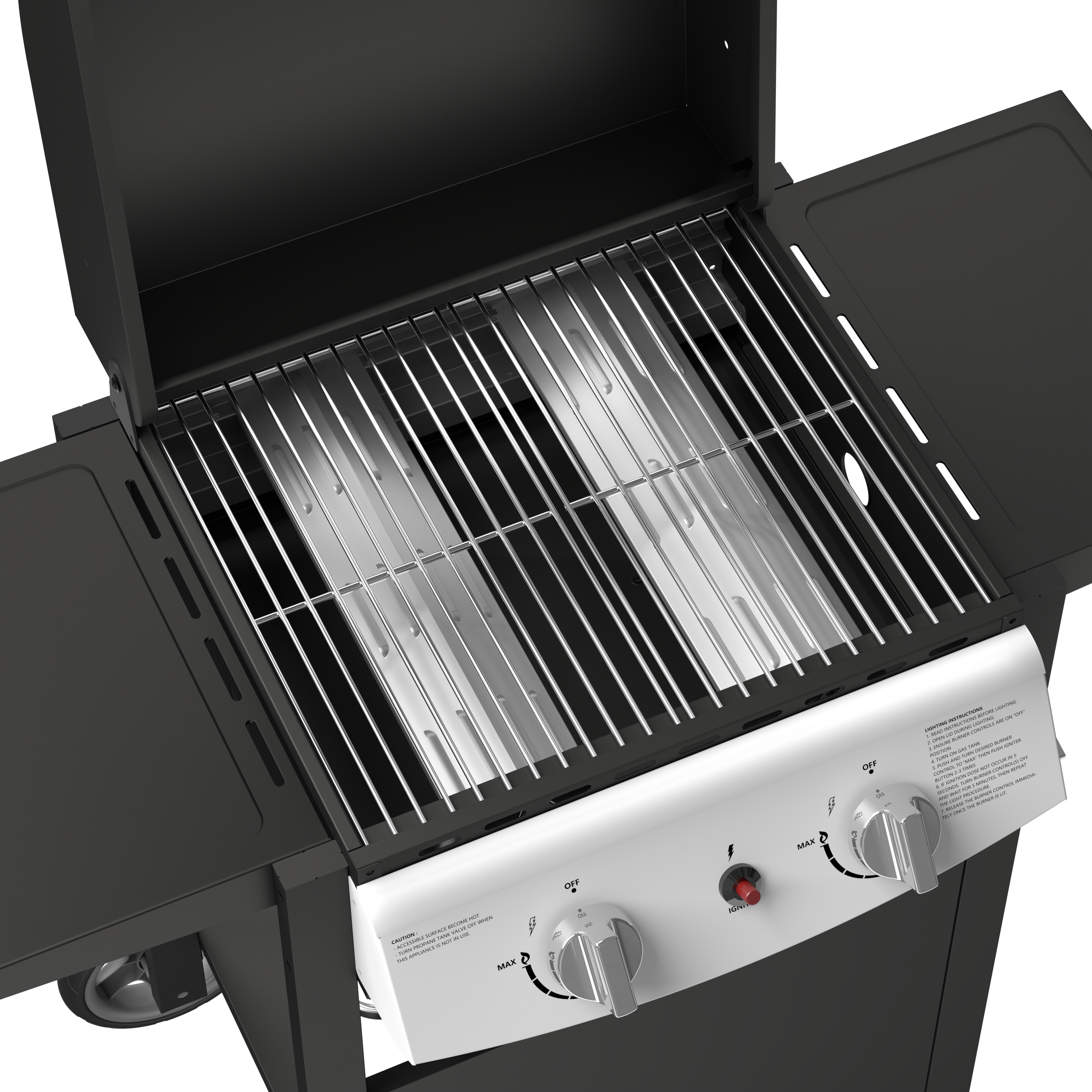 2-Burner Propane Gas BBQ Grill, 20,000 BTU Stainless Steel Grill with Side Shelves and Wheels