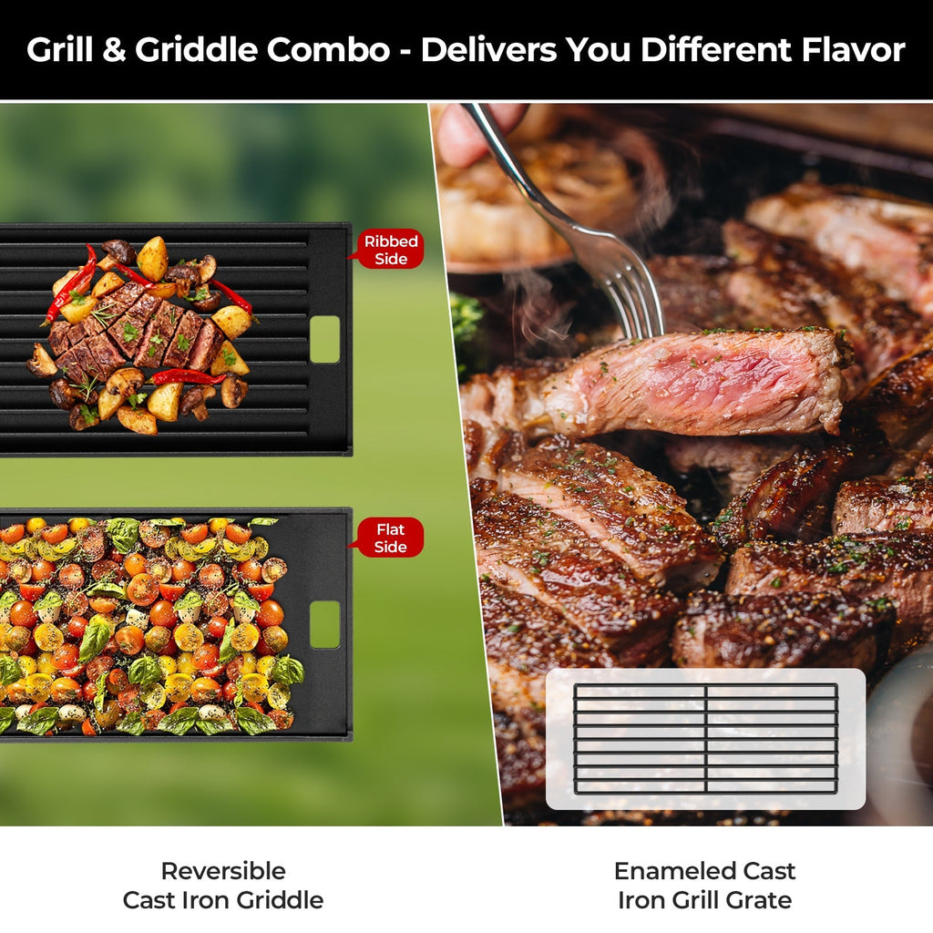 R.W.FLAME 16,000 BTU Dual-Burner Tabletop Gas Grill Stainless Steel with Dual Storage Side Platforms