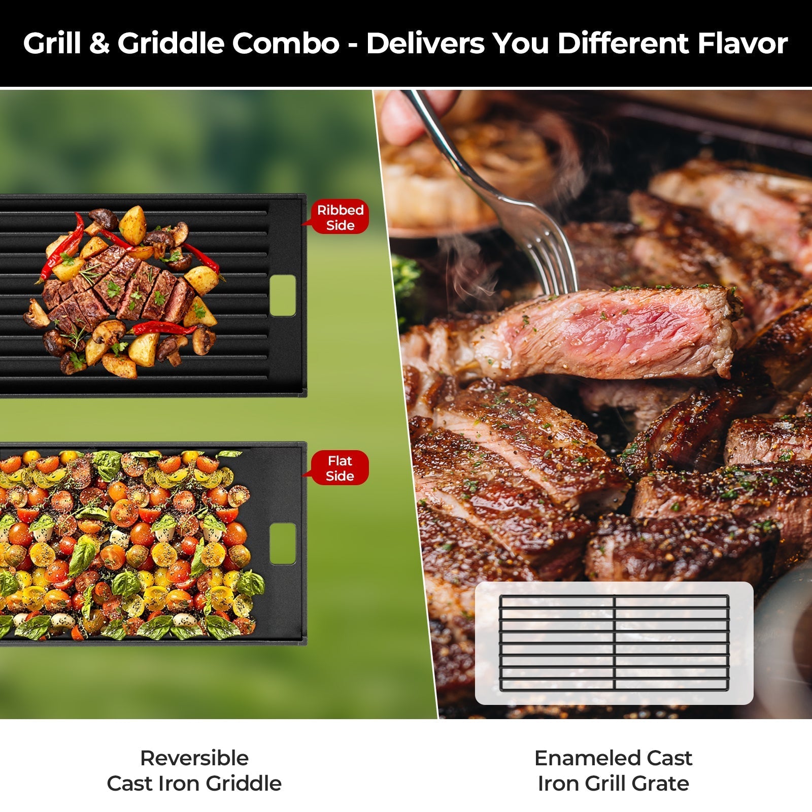 R.W.FLAME 16,000 BTU Dual-Burner Tabletop Gas Grill Stainless Steel with Dual Storage Side Platforms