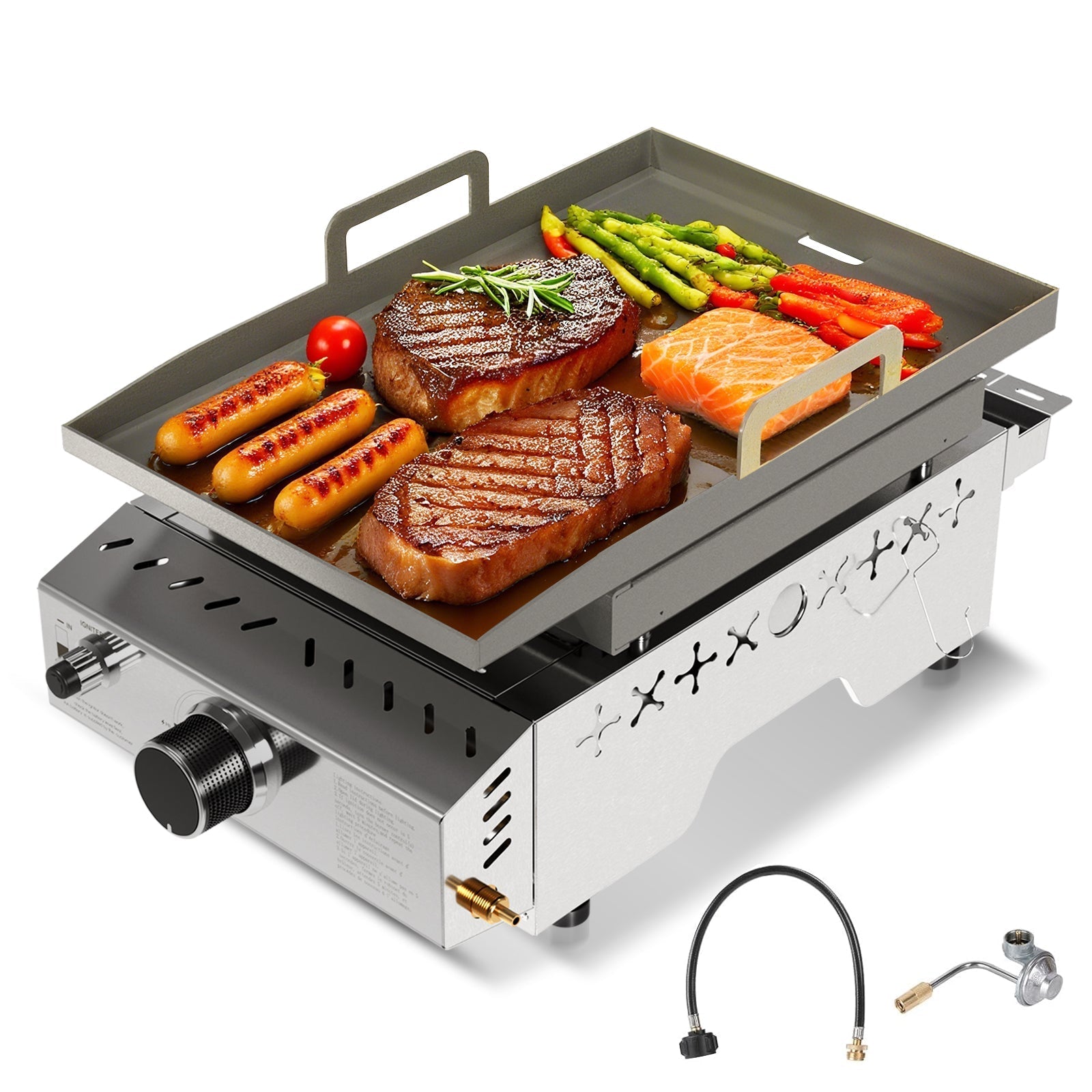 R.W.FLAME 18 Inch 8000 BTU Stainless Steel Tabletop Propane Grill with Handle