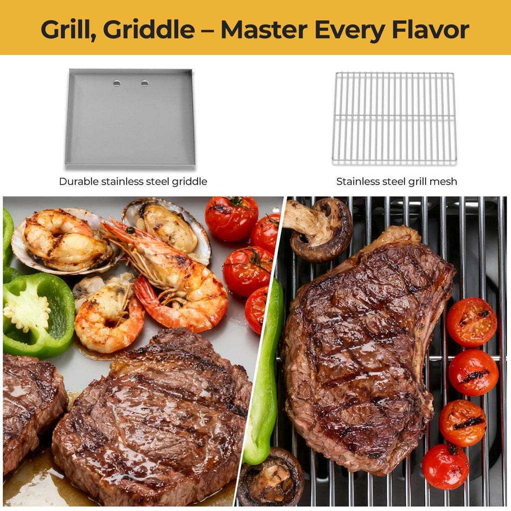 3-Burner Tabletop Propane Gas Grill 304 Stainless Steel 24000 BTU for Parties Camping RV