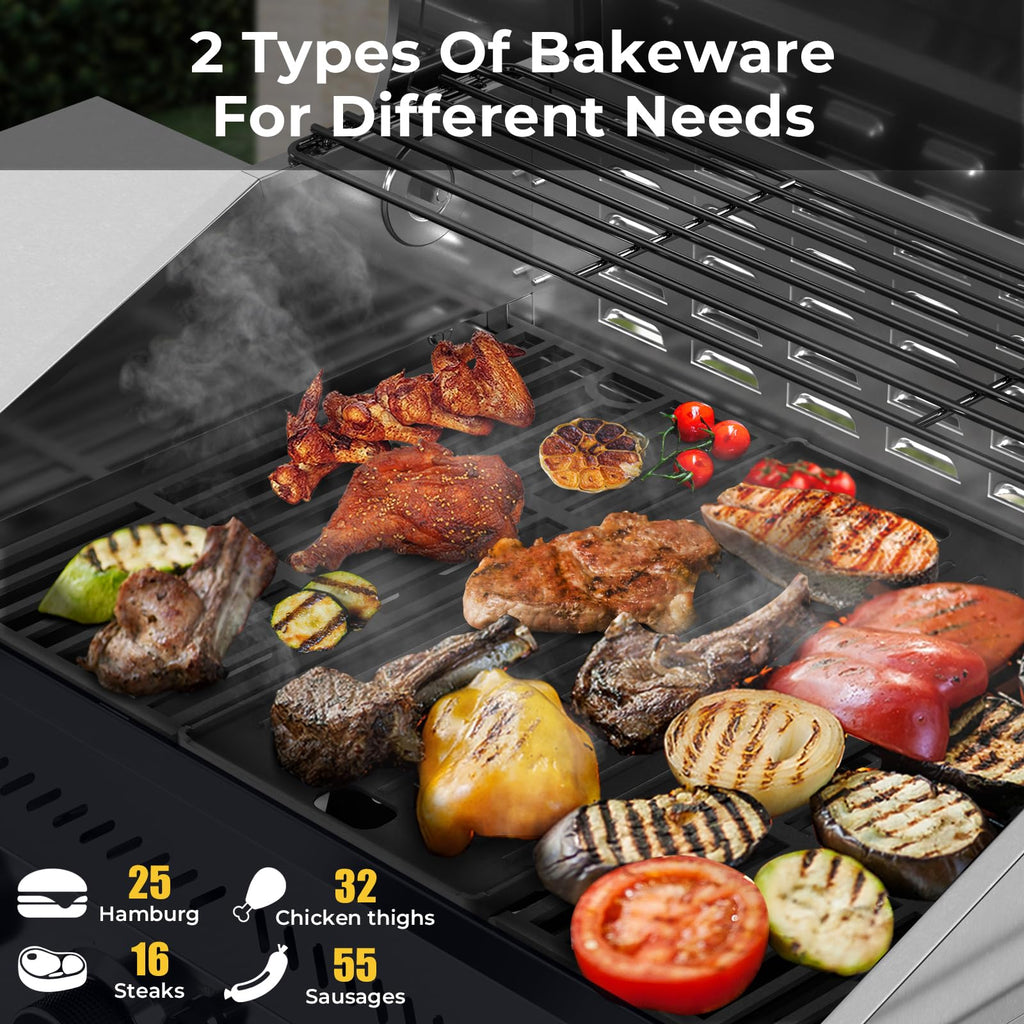 4-Burner Propane Gas Grill Stainless Steel 42000 BTU with Side Burner