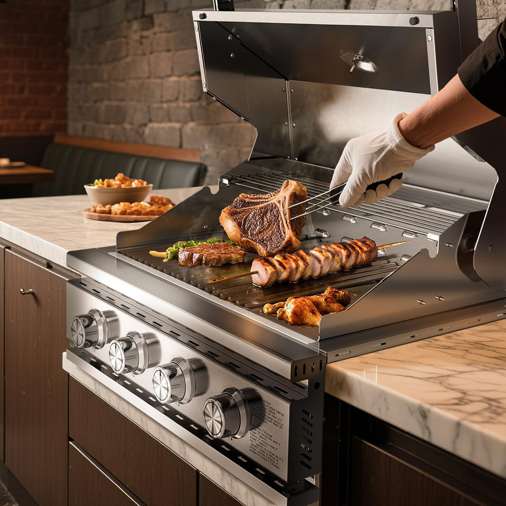 28 Inch Built-In 4-Burner Propane Gas Grill ALL-Thickened 304 Stainless Steel 32000 BTU