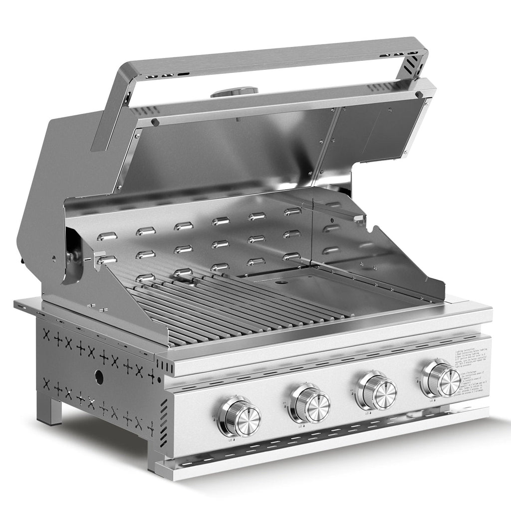28 Inch Built-In 4-Burner Propane Gas Grill ALL-Thickened 304 Stainless Steel 32000 BTU