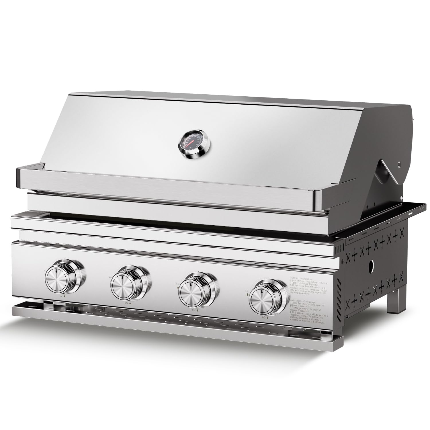 28 Inch Built-In 4-Burner Propane Gas Grill ALL-Thickened 304 Stainless Steel 32000 BTU