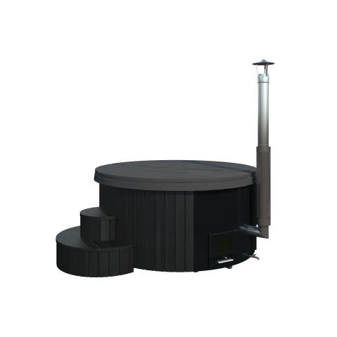 SaunaLife Black Model S4B Wood-Fired Hot Tub Soak-Series Home Wood-Burning Hot Tub Up to 6 Persons SL-MODELS4