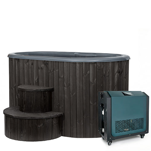 SaunaLife Black Model S2BC Package 2‑Person Immersion Tub and Combination Water Chiller/Heater 130026