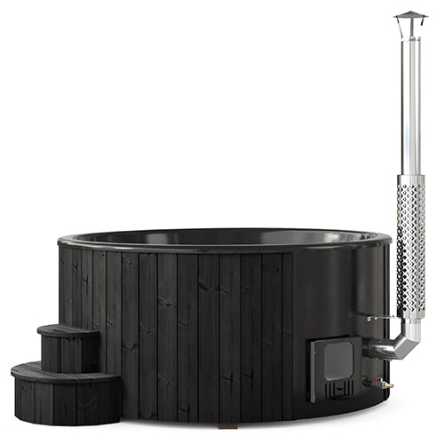 SaunaLife Model S6B Soak-Series Home Wood-Burning Hot Tub, Black, Up to 7 Persons SL-MODELS6B
