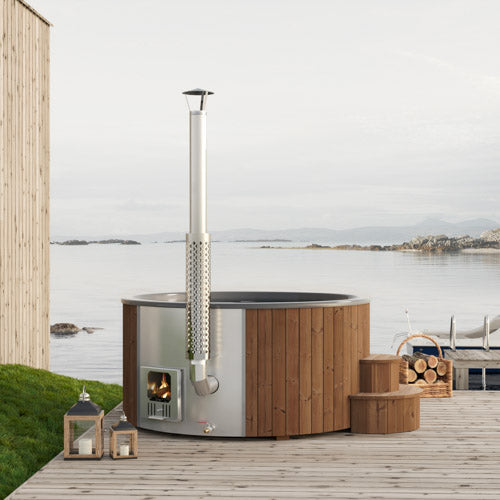 SaunaLife Model S6N Soak-Series Home Wood-Burning Hot Tub, Natural, Up to 7 Persons SL-MODELS6N